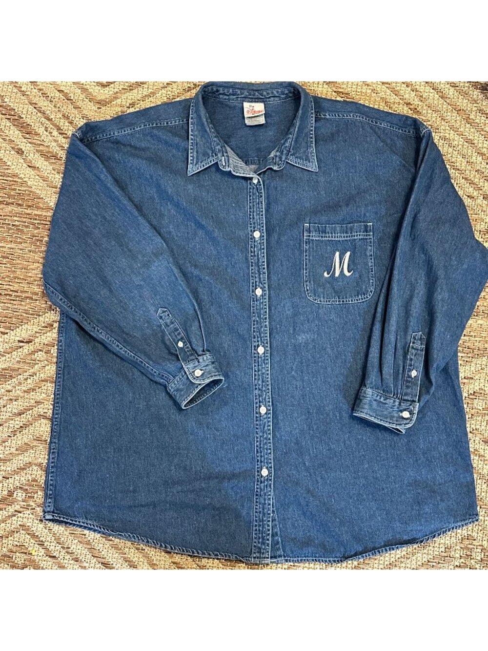 2XL Disney Denim-Look Shirt With Rhinestone Mickey Design